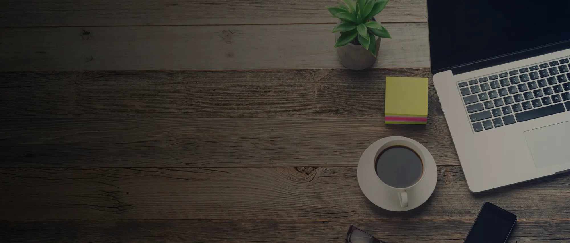 Wooden Desk with Coffee